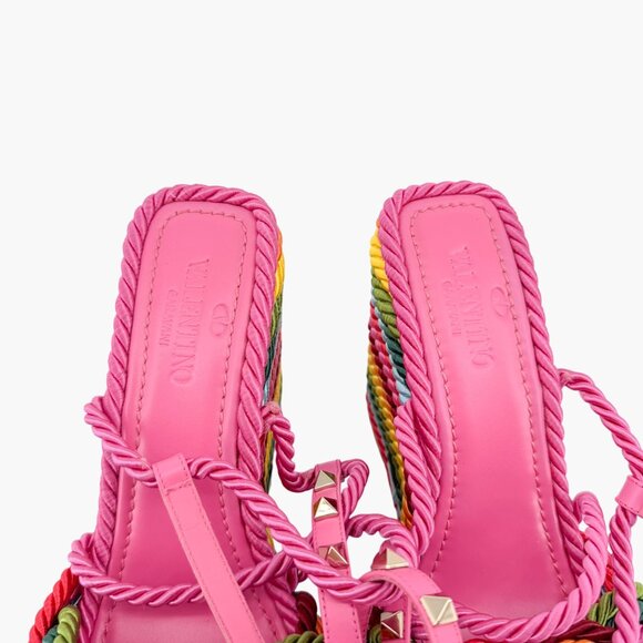 Valentino Garavani Torchon Rainbow Wedge Sandals EU 36 US 6 Rockstud Braided - Picture 4 of 13